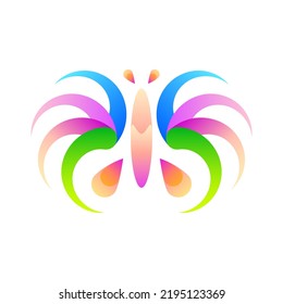 Abstract Minimatistic Gradient Butterfly Wings Fly Insect Logotype Symbol Sign Symbol Vector Design Style Icon Template Concept
