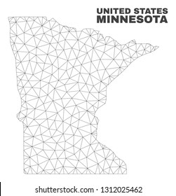 Abstract Minnesota State map isolated on a white background. Triangular mesh model in black color of Minnesota State map. Polygonal geographic scheme designed for political illustrations.