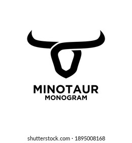 abstract Minotaur head face vector illustration logo icon design white background