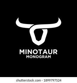 abstract Minotaur head face vector illustration logo icon design white background