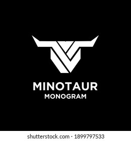 abstract Minotaur head face vector illustration logo icon design white background