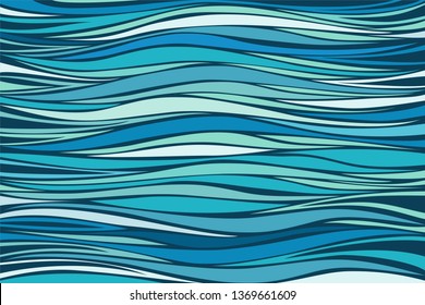 Abstract mint background.  Horizontal lines and strips. Green, mint and blue wave layers paper cut cover design. Abstract background design for your business. Horizontal card format for web banner 