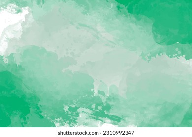 Abstract mint green watercolor on white background.