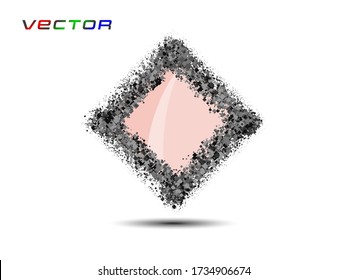 Abstract mirror dark frame of pixels with small 3D particles. Vector design element on an isolated white background.