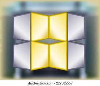 Abstract mirror glowing object on a blurred background