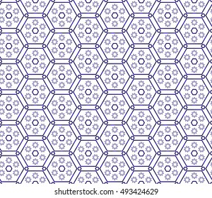 Abstract mirror vector with intricate geometric patterns. blue gradient