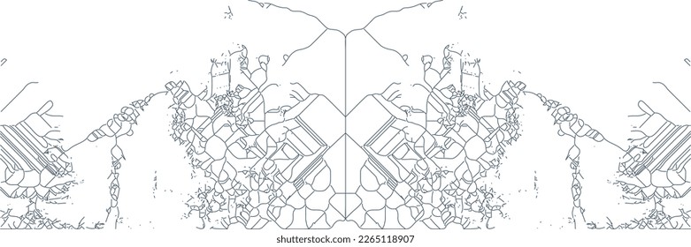 Abstract mirrored background - surreal and complex vector line patters