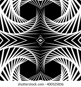Abstract mirrored vortex background, pattern. Seamlessly repeatable pattern with spirally effect. Abstract monochrome graphic