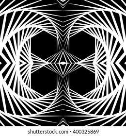 Abstract mirrored vortex background, pattern. Seamlessly repeatable pattern with spirally effect. Abstract monochrome graphic