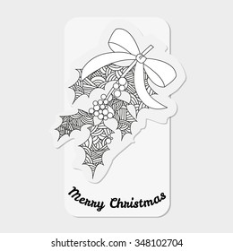 Abstract mistletoe with bow. Christmas collection. Vector illustration.