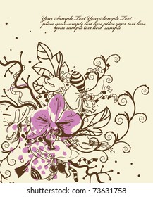abstract mix of blooming orchids and fantasy plants