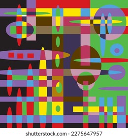 abstract mix color combination of square shape and oval vector stock background