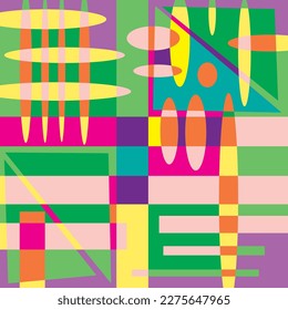 abstract mix color combination of square shape and oval vector stock background