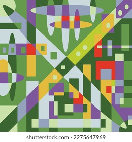 abstract mix color combination of square shape and oval vector stock background