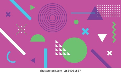 Abstract mix of glowing circles, triangles, and lines on bright pink. Great for modern graphics, posters, and event visuals.
