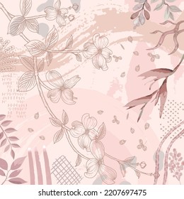 abstract mix pastel floral scarf  037