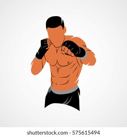 Abstract mixed martial arts fighter on a white background. Vector illustration.