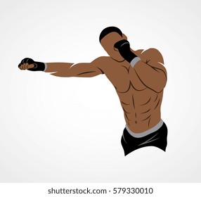 Abstract mixed martial arts fighter on a white background. Vector illustration.