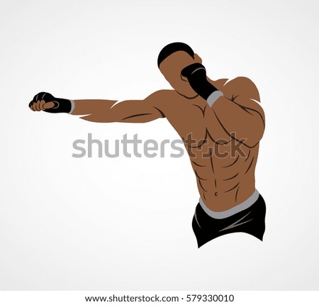 Abstract mixed martial arts fighter on a white background. Vector illustration.