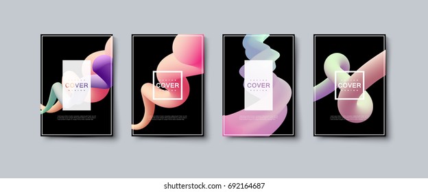 Abstract mixing liquid color shapes. Cover design. Vector creative illustration. Paper posters with liquid fluids background. Party invitation flyer. Brandbook covers mockup design