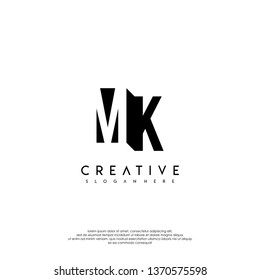 abstract MK logo letter in shadow shape design concept
