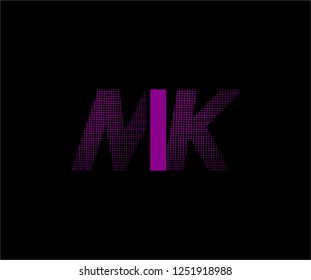 Abstract MK pattern pixel bit squares geometric modern tech logo