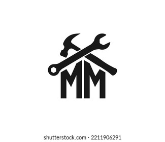 Resumen de la letra MM Creativo Diseño del logotipo de reparación del hogar. Único Inmueble Inmobiliario, Inmueble Inmobiliario, Inmueble, Icono del Vector de Identidad Empresarial de Construcción.