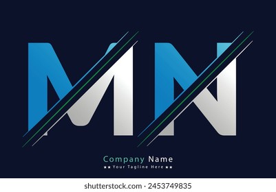 Abstract MN letter logo design template. Vector Logo Illustration.
