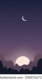 Abstract Mobile Background Wallpaper Landscape Night Sky Vector Design