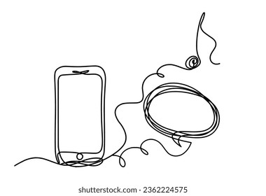 Abstract mobile and comment as line drawing on white background. Vector