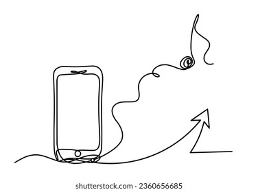 Abstract mobile and direction as line drawing on white background. Vector