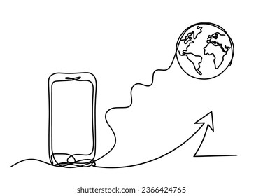 Abstract mobile and direction as line drawing on white background. Vector