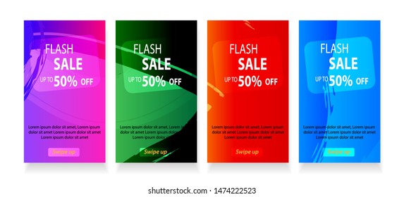 abstract mobile for flash sale banners. Sale banner template design, Flash sale special offer set - vector