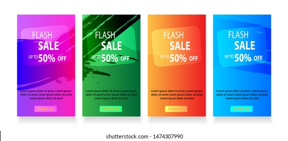 abstract mobile for flash sale banners. Sale banner template design, Flash sale special offer set - vector