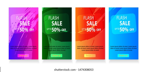 abstract mobile for flash sale banners. Sale banner template design, Flash sale special offer set - vector