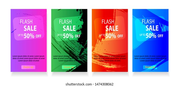 abstract mobile for flash sale banners. Sale banner template design, Flash sale special offer set - vector