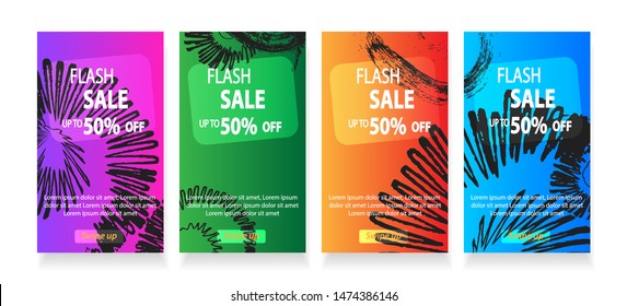 abstract mobile for flash sale banners. Sale banner template design, Flash sale special offer set - vector