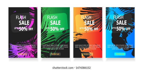 abstract mobile for flash sale banners. Sale banner template design, Flash sale special offer set - vector
