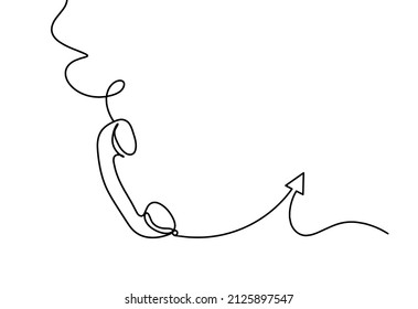 Abstract mobile handset with sign of direction as line drawing on white background. Vector