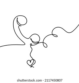 Abstract mobile with heart as line drawing on white background. Vector