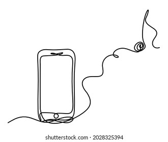 Abstract mobile with note as line drawing on white background. Vector