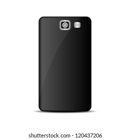 abstract mobile phone back view with camera and flash isolated on white background vector