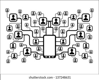 Abstract of mobile phone with man in windows