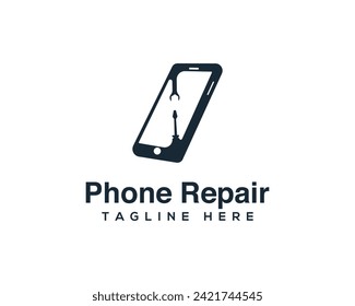 Abstract Mobile Phone Repair Logo. Fix Phone Logo Symbol.