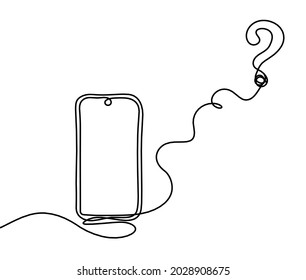 Abstract mobile with question mark as line drawing on white background. Vector