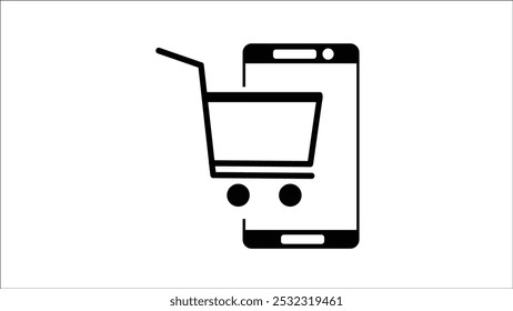 Abstrato Ícone de vetor de compras móvel. Assine e compre online.