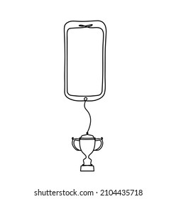 Abstract mobile with trophy as line drawing on white background. Vector