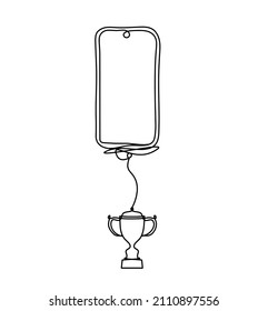 Abstract mobile with trophy as line drawing on white background. Vector