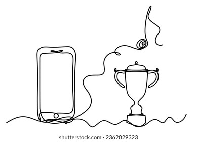 Abstract mobile and trophy as line drawing on white background. Vector