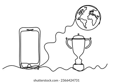 Abstract mobile and trophy as line drawing on white background. Vector